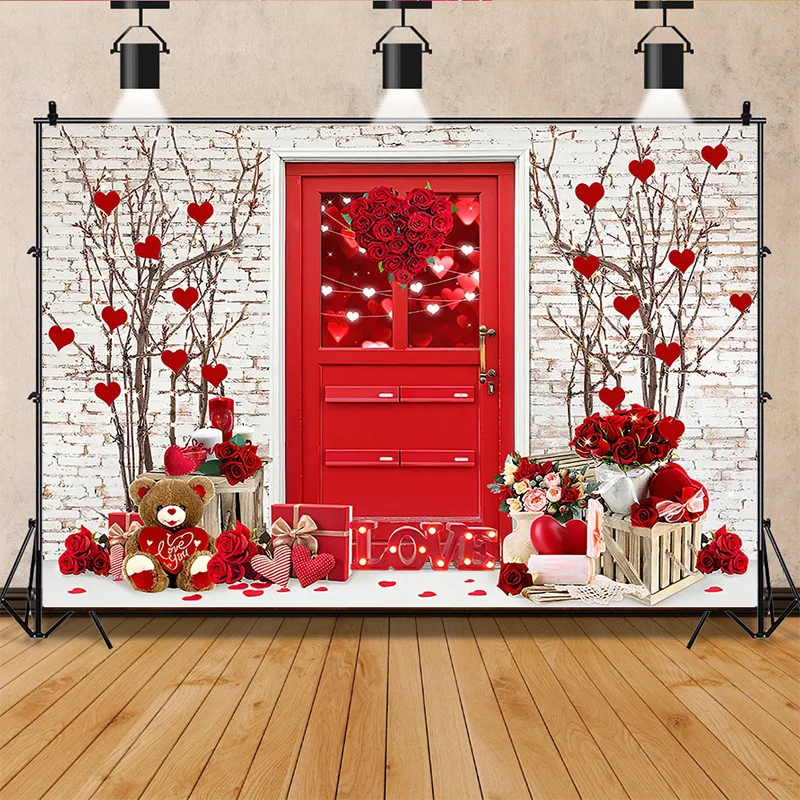 Valentine's Day Background Curtain Red Rose Love Wedding Bride Pre Wedding Party Mother's Day Photography Backdrops Props VV-56