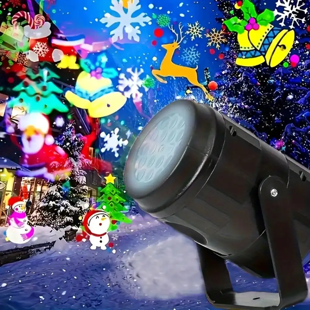 Usb led floco de neve projetor luz rotativa 16 padrão branco neve palco lâmpada natal ano novo feriado festa decoração lâmpada