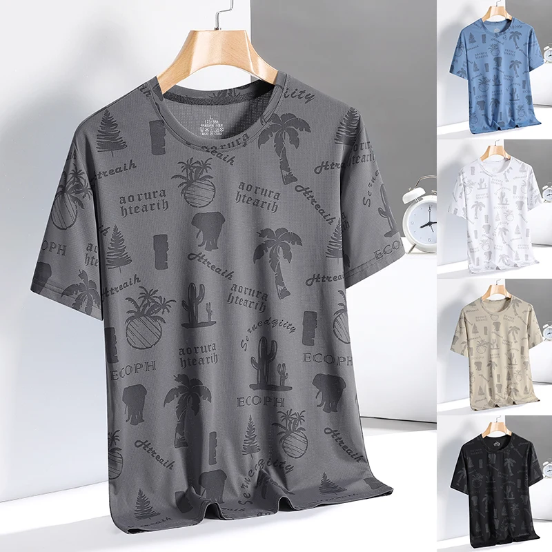 

Quick Drying Ice Silk Short Sleeved T-shirt Simple and Loose Sportswear Sweat Wicking and Breathable Running Basketball Shirt