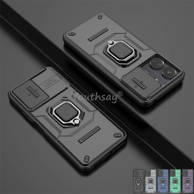 

Lens Sliding Window Case For Xiaomi POCO C65 Case POCO C65 Cover Armor Shockproof Holder Magnetic Protector Xiaomi POCO C65 Case