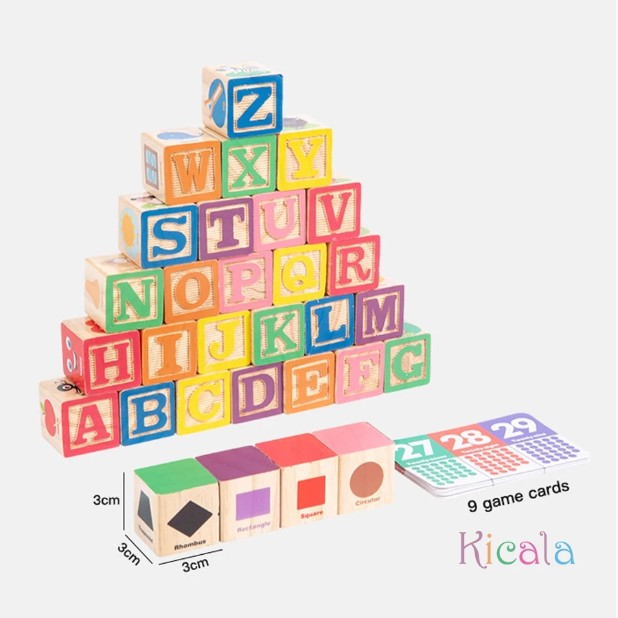 Blocchi numeri in legno Montessori Giocattoli per l'apprendimento precoce per bambini Lettere Forma Colore Cognizione animale Puzzle educativo prescolare