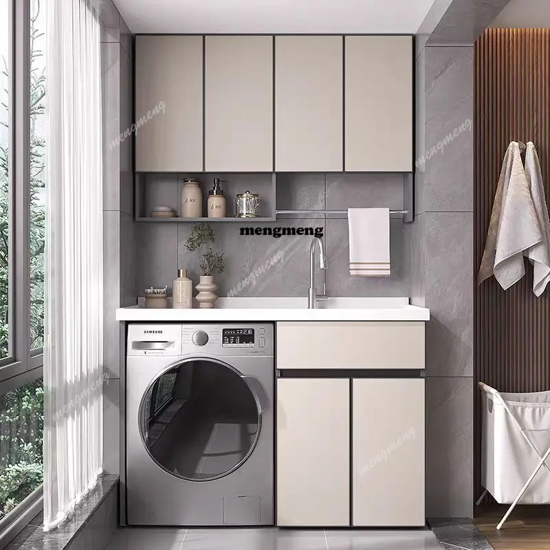 

Balcony Integrated Laundry Cabinet Space Aluminum Washbasin Set Living Room Cabinets Washbasin Board Furniture Armoire