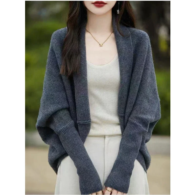 

Long Sleeve V-Neck Shawl Knit Sweater Cardigan Women Tops Knitwears Knitted Sweater Women Cardigans New