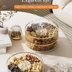 Light luxury dried fruit Rotating compartment storage box light luxury living room display dry fruit plate snack storage box