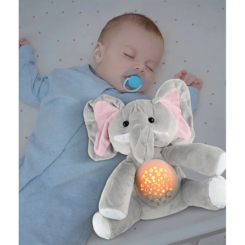 Juguetes de peluche de elefante para niños, muñecos de animales de peluche suaves, muñecos de dibujos animados para dormir, juguete de música ligera eléctrica divertida para niños, regalo de Festival