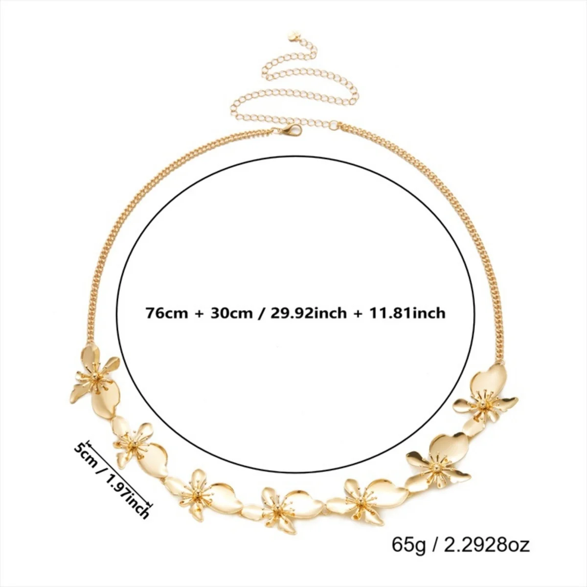 Doppellagige Perlenkette mit Metallblumen-Taillenkette für Damen und Herren, Bohemian-Trend, Schmetterlings- und Blumenmuster, Bauchkette, Körperschmuck – Detail 26