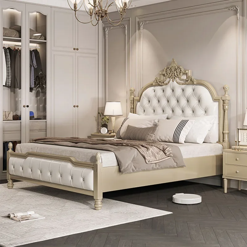 

American Princess Double Bed Modern Luxury Villa Loft Double Bed King Size Adults Cama Matrimonial Queen Bedroom Furniture Set