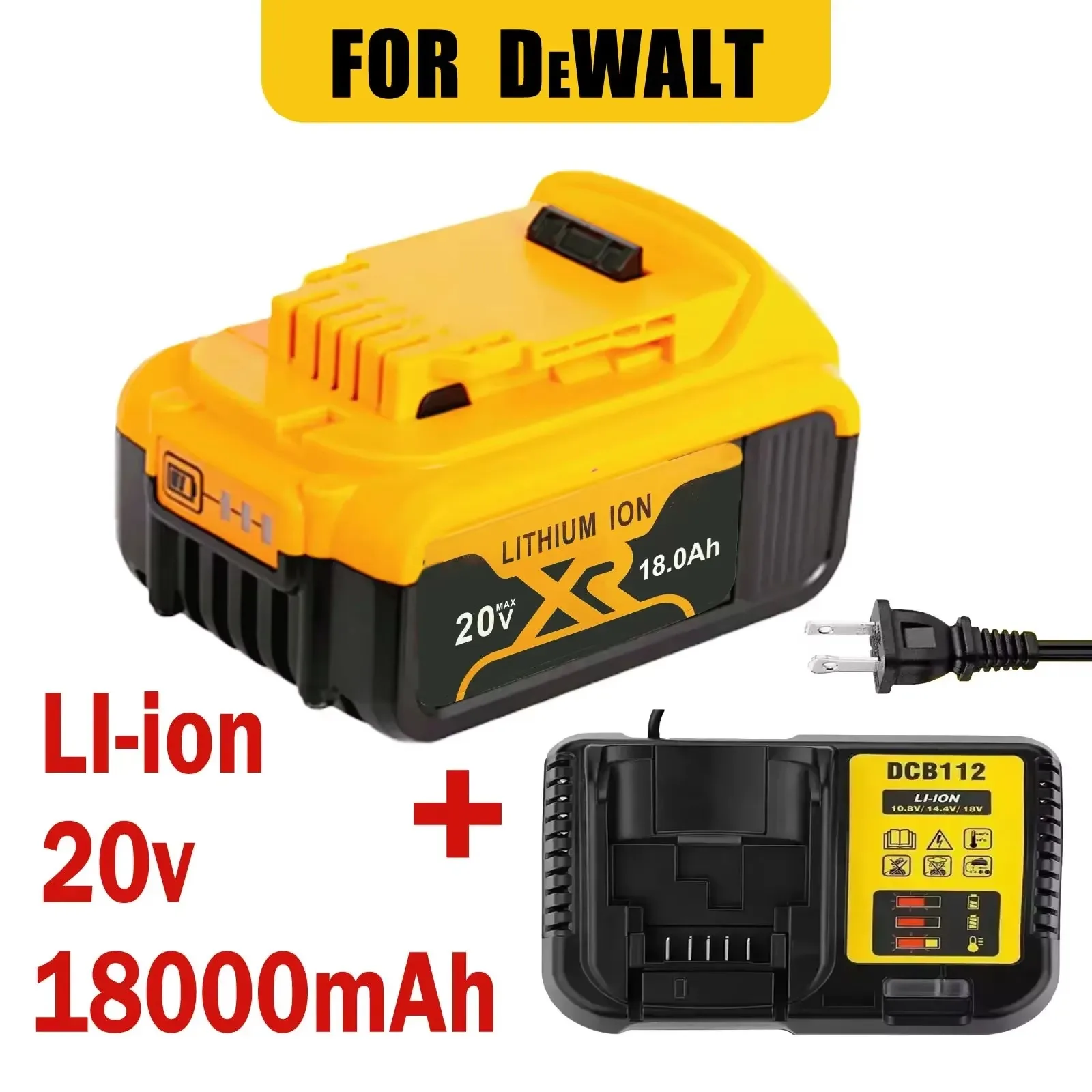 Original Electric tool18000mAh 20V forDewalt Power Tool Battery DCB206 20V 18.0Ah Battery DCB205 20V Battery DCB206 DCB204-2