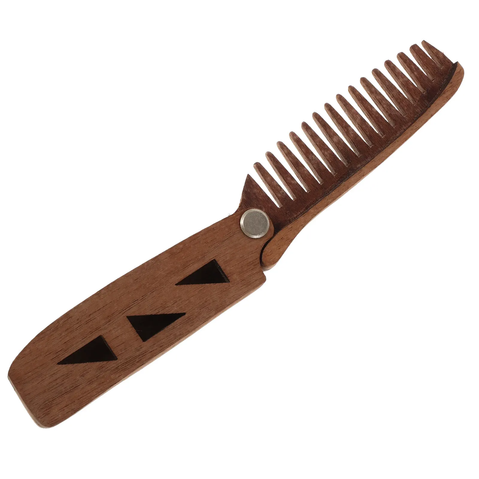 Wooden Folding Beard Comb Wide Tooth Portable PU Protective Case Men's Mustache Grooming Travel Comb Natural Material Beard Care