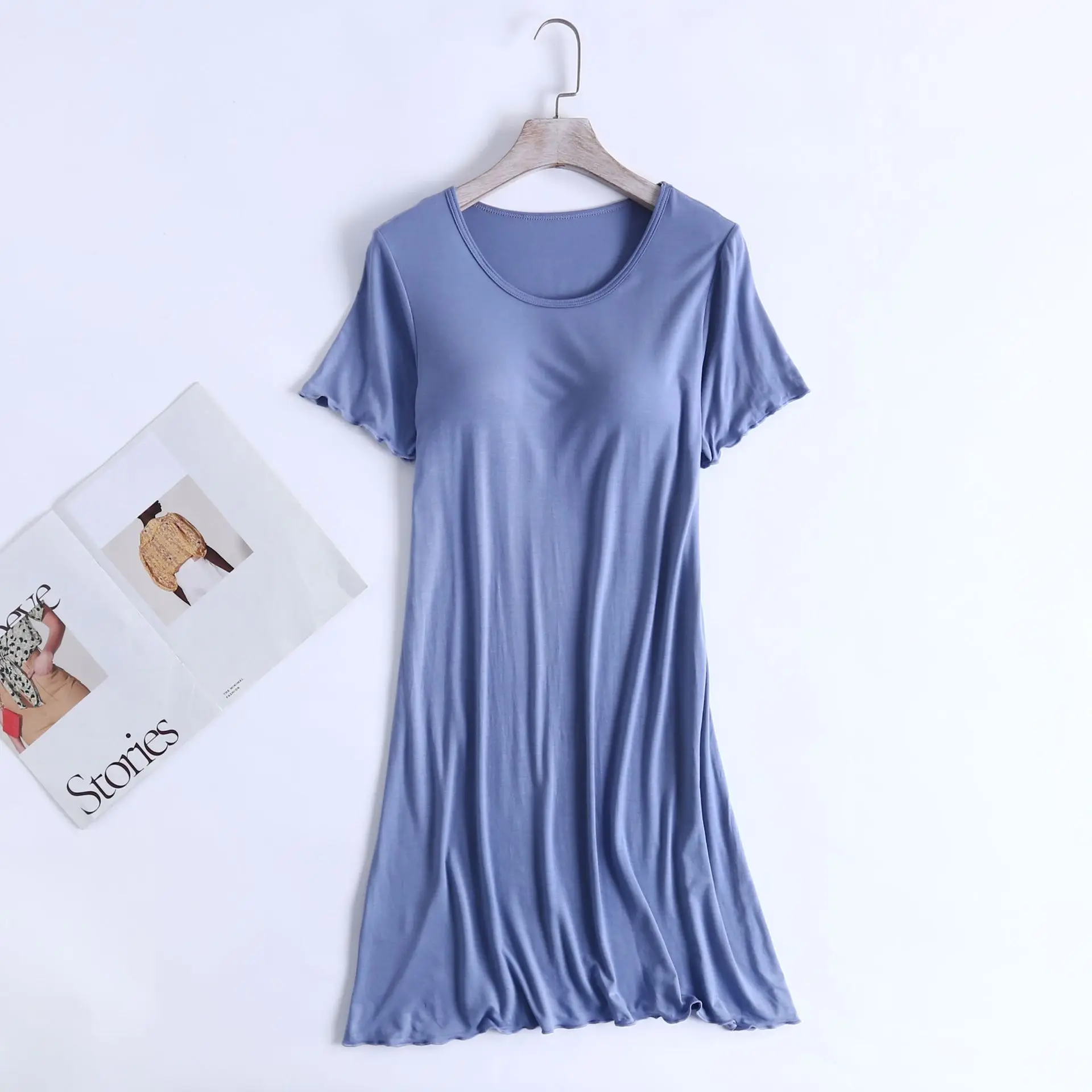 

Nightgowns Women Various Colors Simple Home Padded Sleepwear Fashion Summer Breathable Soft Dormitory Lounge College Girls Solid