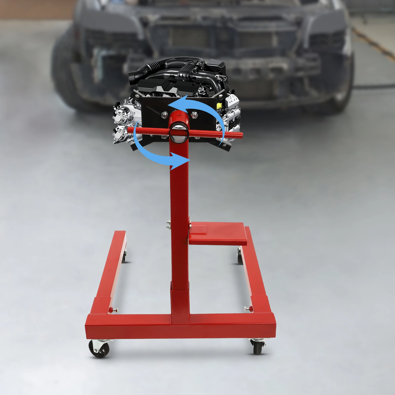Support moteur 1500 lb 360 °   Roulettes pivotantes réglables, support de moteur rotatif, cadre en acier carré robuste
