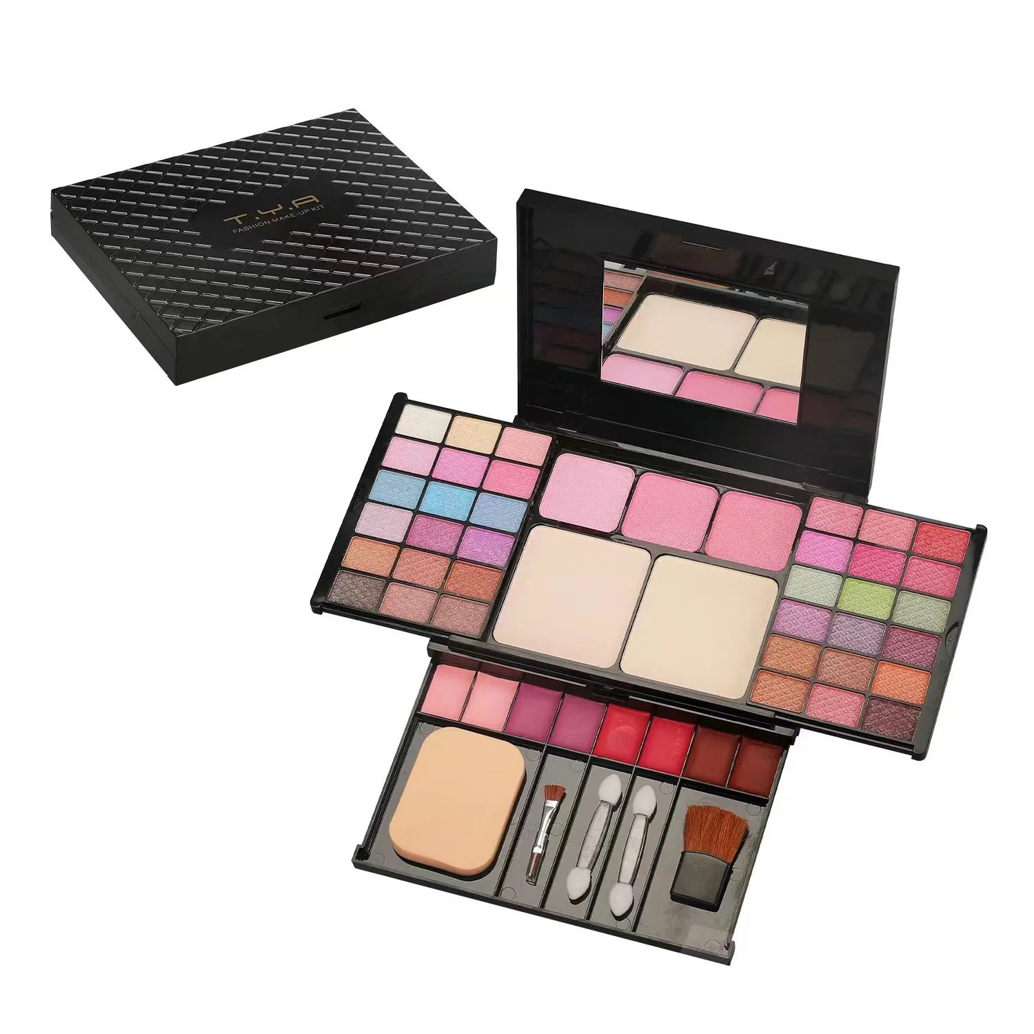 Mode 49 Farbe Lidschatten Palette Set Make-up Set komplettes Kit 36 Lidschatten 8 Lip gloss 3 Rouge 2 Power mit Make-up Pinsel Puff