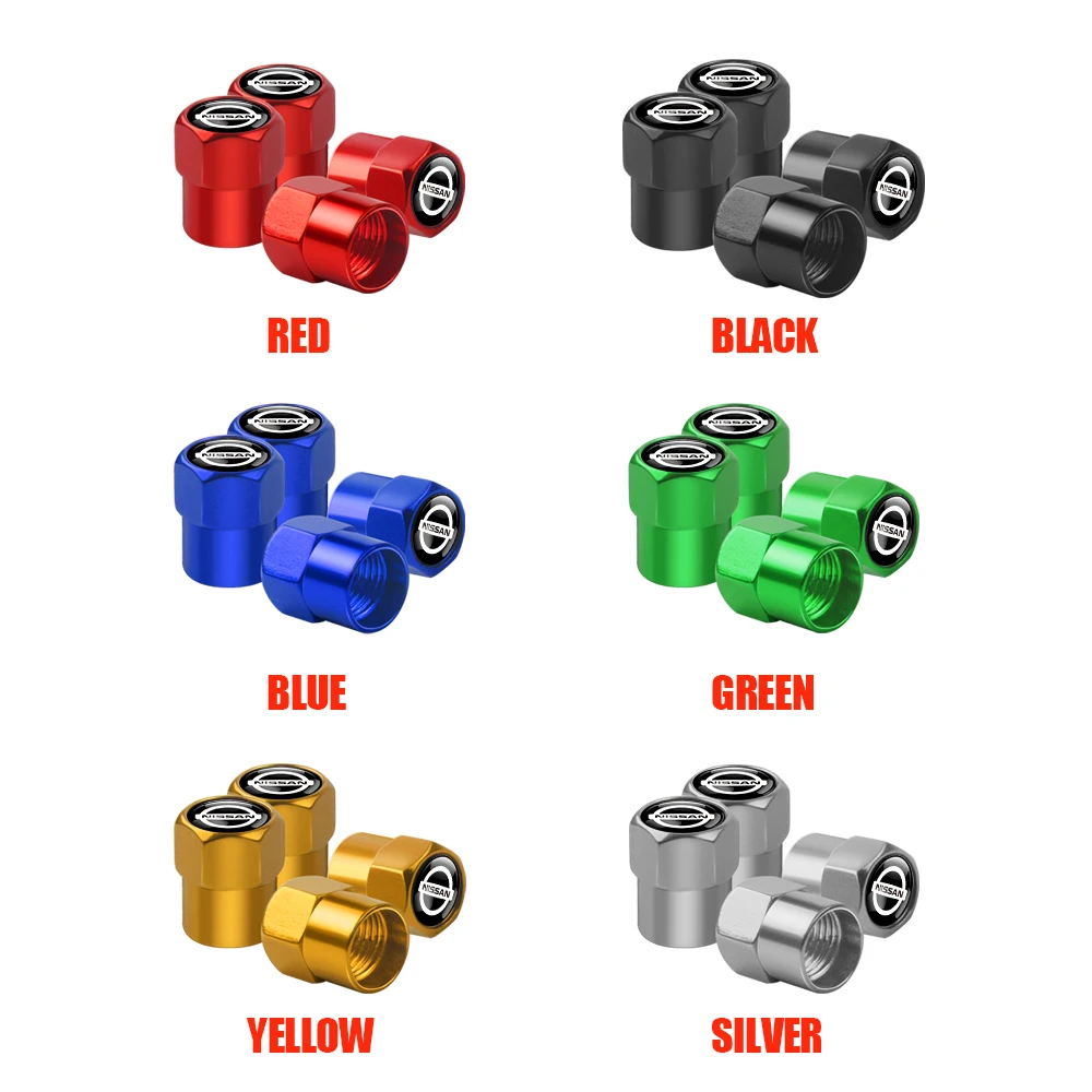 4PCS Car Aluminum Tire Valve Caps Wheel Tyre Stems Air Valve Covers Emblem Exterior For Nissan Nismo Tiida Teana GTR 350Z 370Z