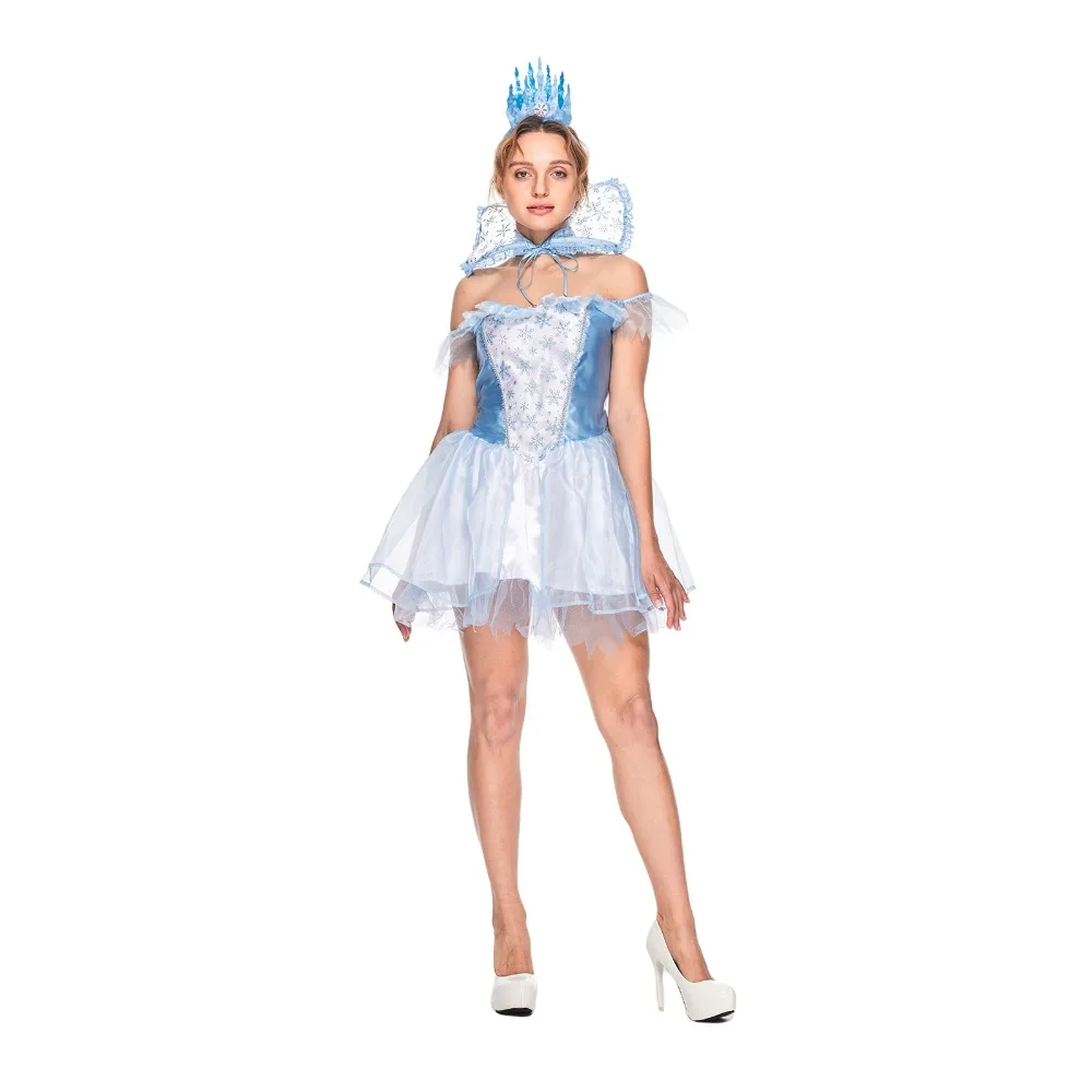 Женский костюм Снежной Королевы на Хэллоуин — очаровательное платье Снежной принцессы с короной и накидкой, карнавальное пасхальное нарядное платье Пурима