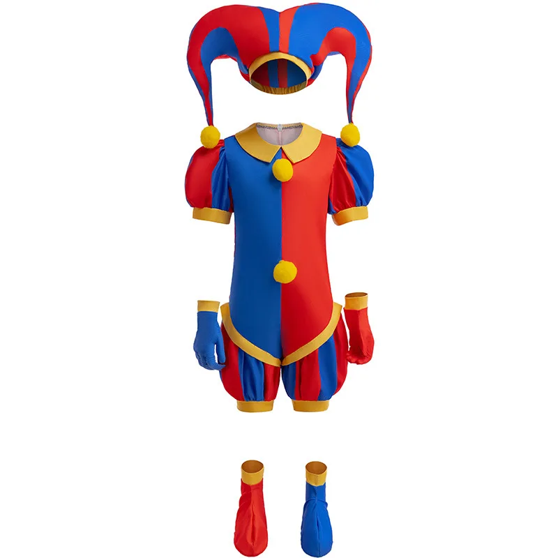 2024 Anime Pomni The Amazing Digital Circus Cosplay Costume Children Jumpsuit Halloween Suit Purim Kids Costume Cartoon Cosplay