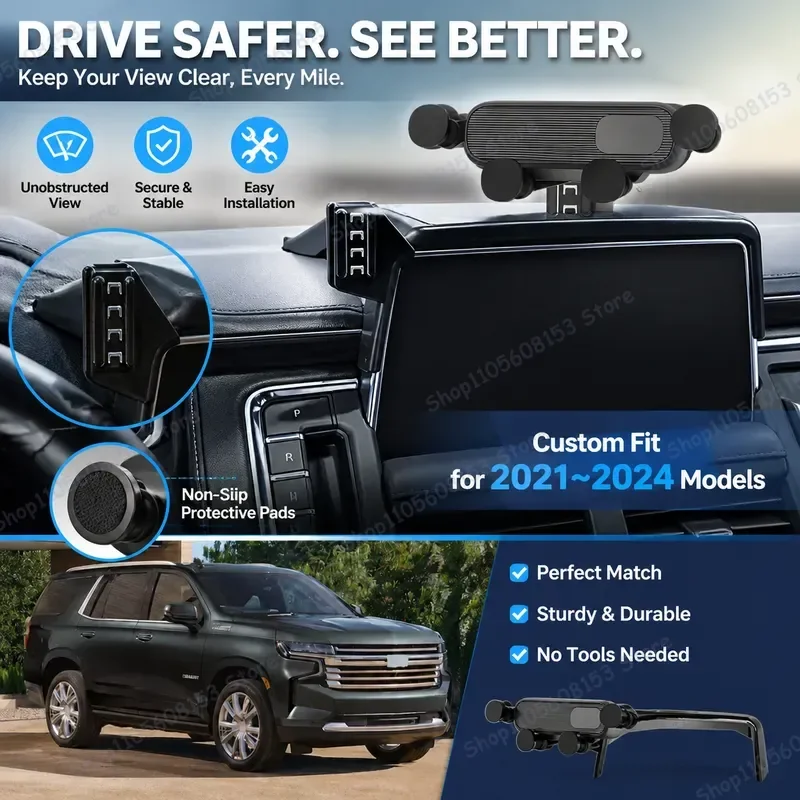For Chevrolet Tahoe 2021 2022 2023 2024 Car Phone Holder Adjustable GPS Mount Navigation Stand Hands Free Driving Accessory