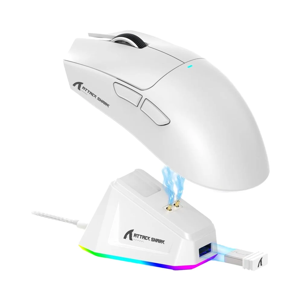Attack Shark X11 White Wireless RGB Gaming Mouse Lightweight 22k DPI PAW3311 Optical Sensor HUYU Switch 5 Programmable Buttons