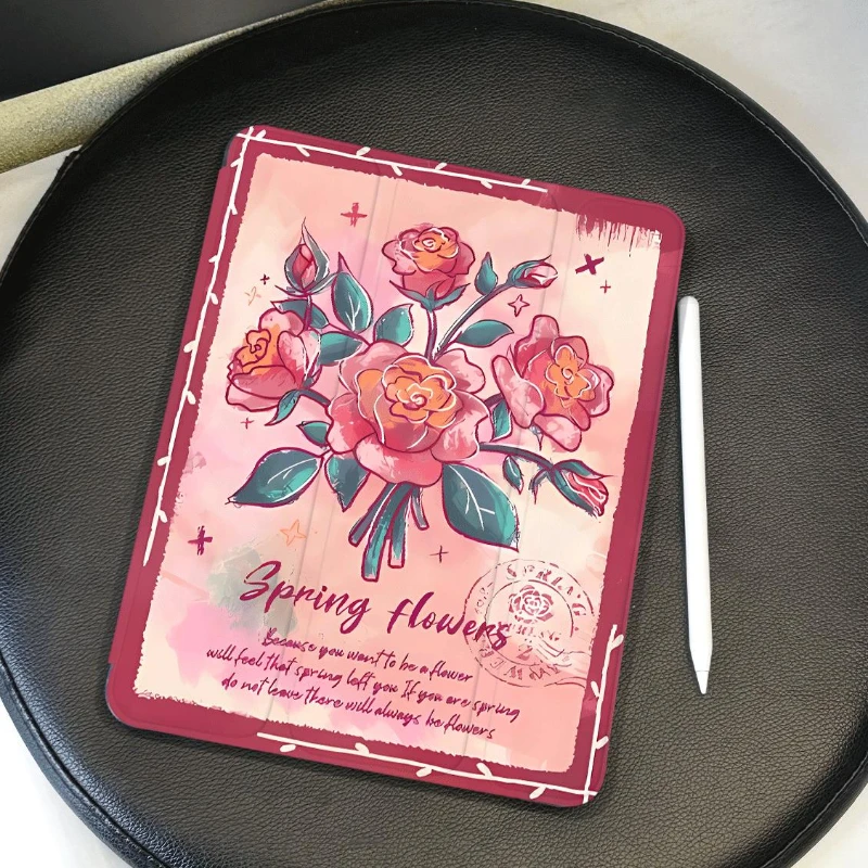 Detachable Cover Red Roses for Ipad Air 3 Generation 2019 Pro 11 2nd 3rd 4th 10.9 10th Gen Ipad 5th 6th 9.7 Protective Cover