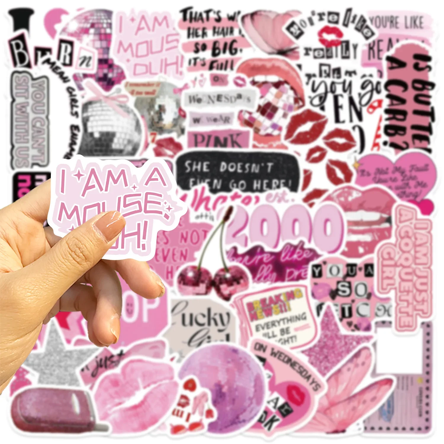 50PCS Y2K Aufkleber Cartoon Rosa Stil Aufkleber Ästhetik Graffiti DIY Kühlschrank Gepäck Laptop Telefon Gitarre Dekoration Spielzeug Geschenke