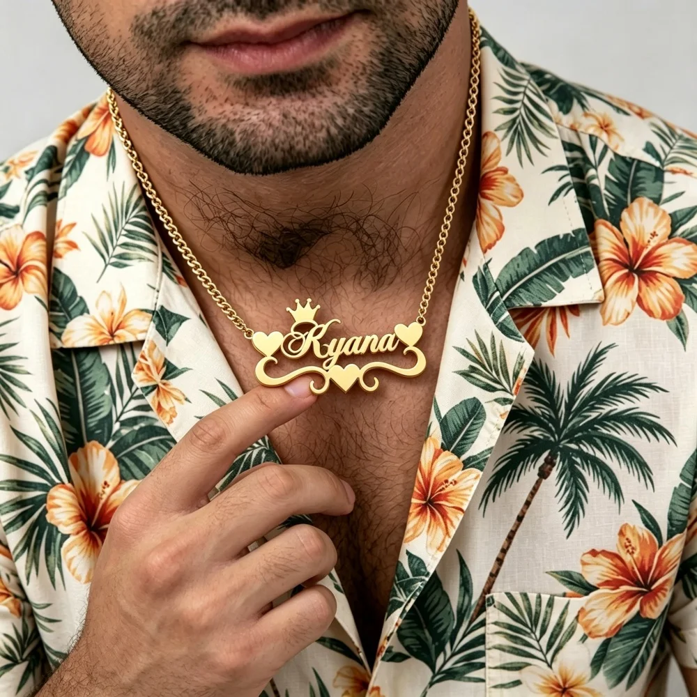 Customized big Personalized Names Pendant Necklace Stainless Steel Gold Color Cuban Thick Chain for Men Women Custom Jewelry - view 5