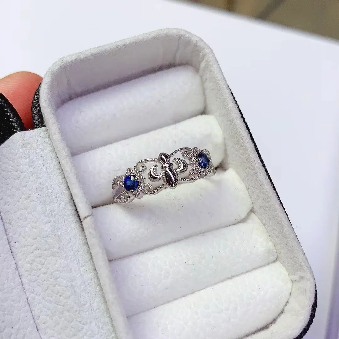 

KJJEAXCMY High End Women's Ring Natural Sapphire S925 Silver with Electroplating Boasting High Clarity Full Brilliance Gift