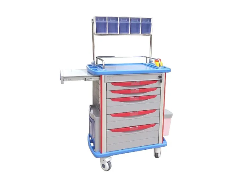 Long Term Hospital ICU Surgical Furniture ABS Emergency Medical Trolley with Socket Wheel Industrial Design Nursing Metal