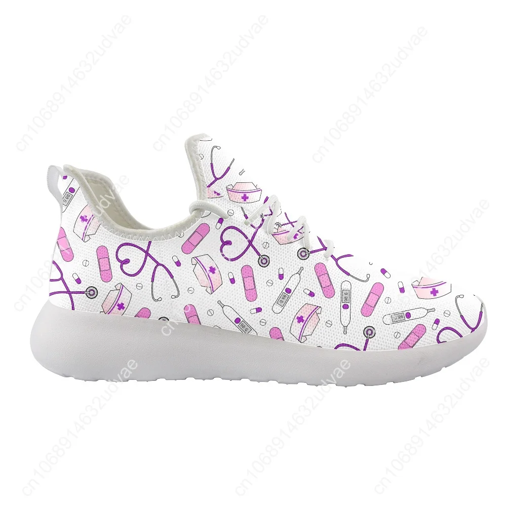 Funny Medical Graphic Nurse Women's Sport Knit Shoes Autumn 2022 Nursing Sneakers Women Flats Breathable Mesh Sneaker