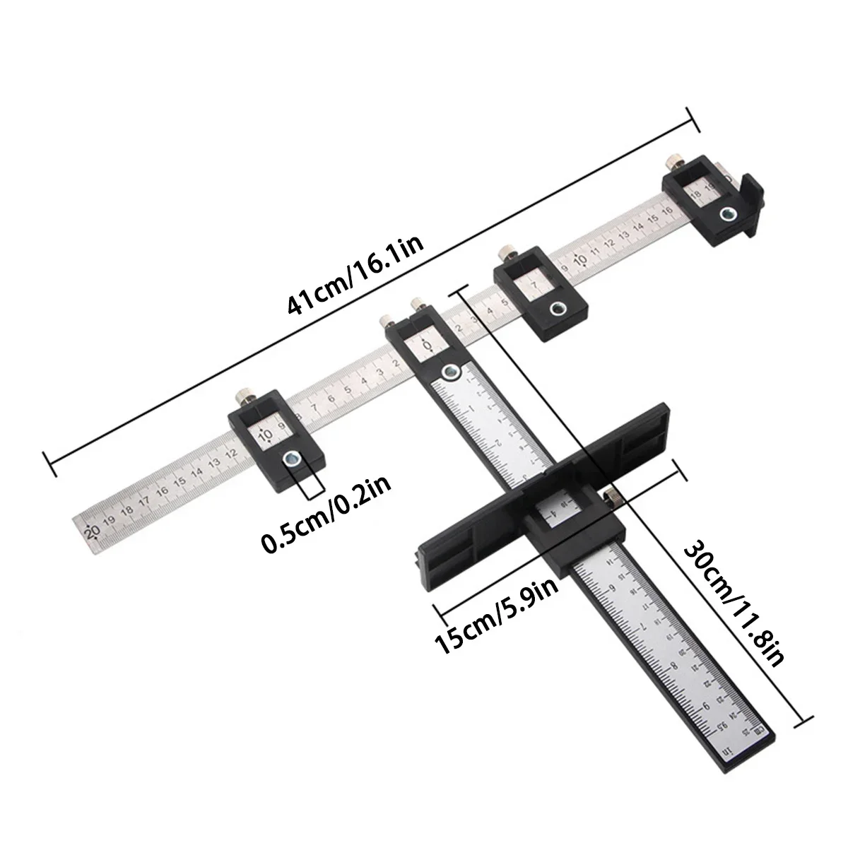 DIY Scalable Tool Ruler T type Hole Ruler Stainless Scribing Marking Line Gauge Carpenter Measuring Tool For Woodworking Tools