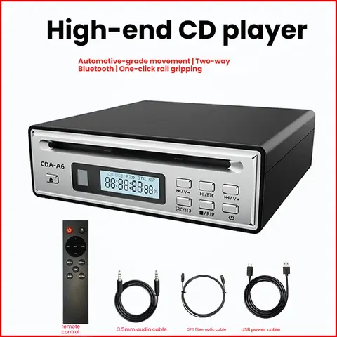 CDA-A6 Audiophile CD Player Bluetooth Digital CD Grabber with Automatic Ripping WAV Fiber Output Remote Control