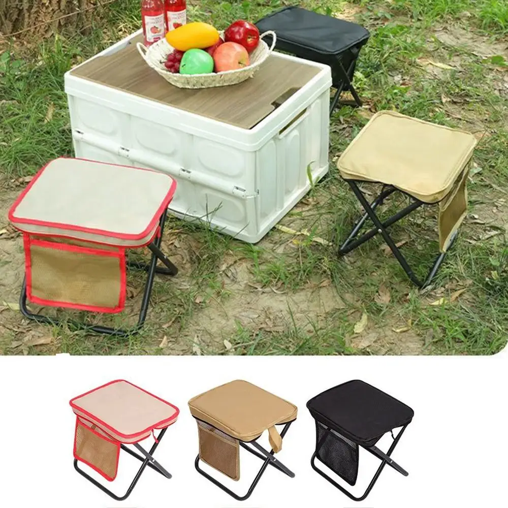 

Wear-resistant Camping Folding Stool Strong Load-bearing Sturdy Fishing Stool with Side Storage Handbag style