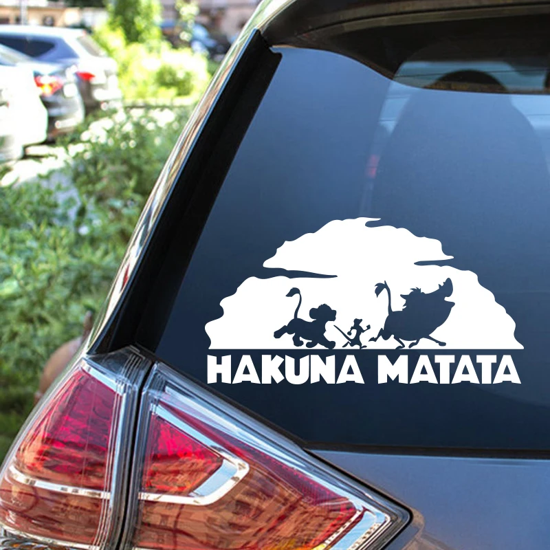 Disney Lion King Hakuna Matata Vinyl Art Decals Car Window Laptop Decoration, Pumba Simba Nala Wall Sticker Kids Room Wall Decor