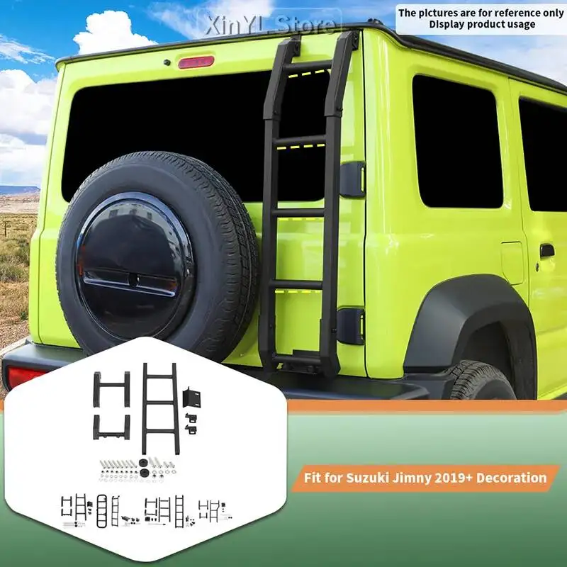 

New Aluminum Car Rear Tail Door Ladder Climbing Kit Fit For Suzuki Jimny 2019 2020 2021 2022 Up Black No Drilling Required