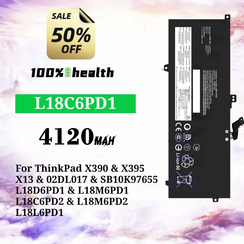 

L18C6PD1 4120mAh Laptop Battery for Lenovo ThinkPad X390/X395/X13/02DL017 Lithium Rechargeable Battery