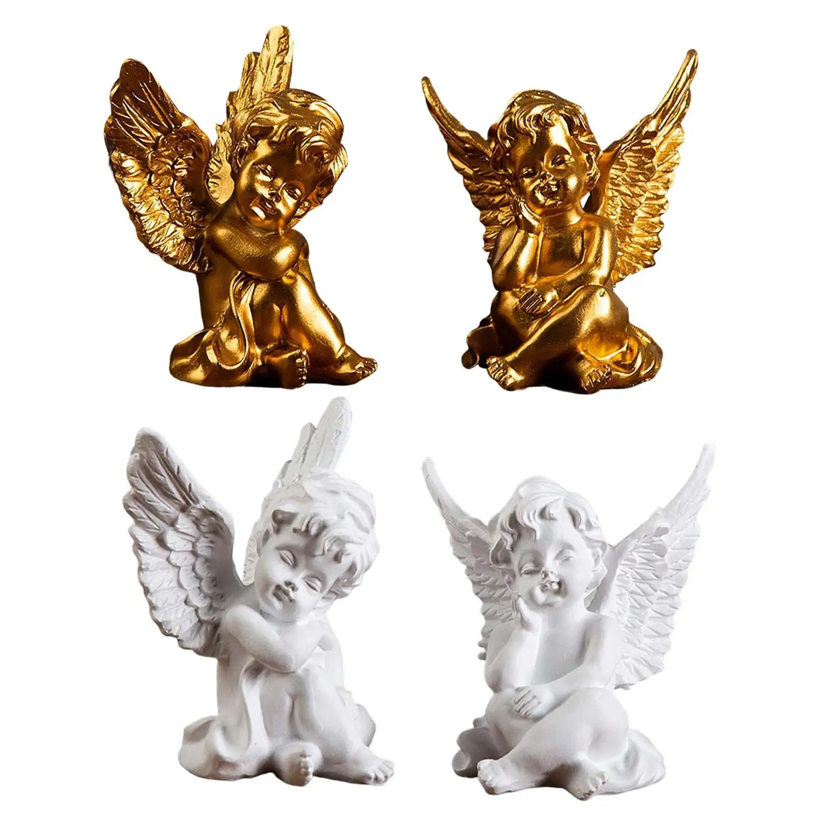 2 Pieces Cherubs Angels Statue Resin Handmade Christmas Decorative Nordic Art Ornaments for Living Room Entryway Indoor Outdoor