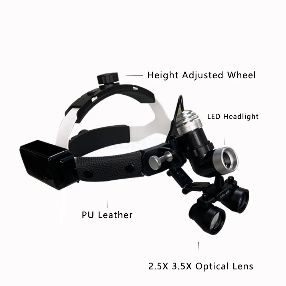 7W Dental LED Surgical Luxury Loupes 3.5X 2.5X Headlight Magnifier Magnifying Glasses Spot Headband Specific Headlamp with Metal