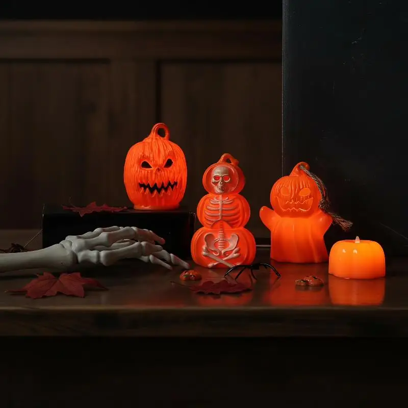!Halloween LED Pumpkin Decorative Lights With Warm Glow Hanging Loop For Haunted House Indoor Outdoor Decor