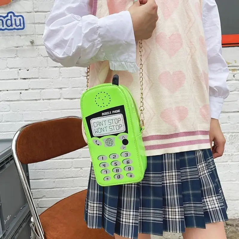 

X90D Забавный кошелек в форме мобильного телефона с цепочкой через плечо Сумка с рисунком из мультфильма