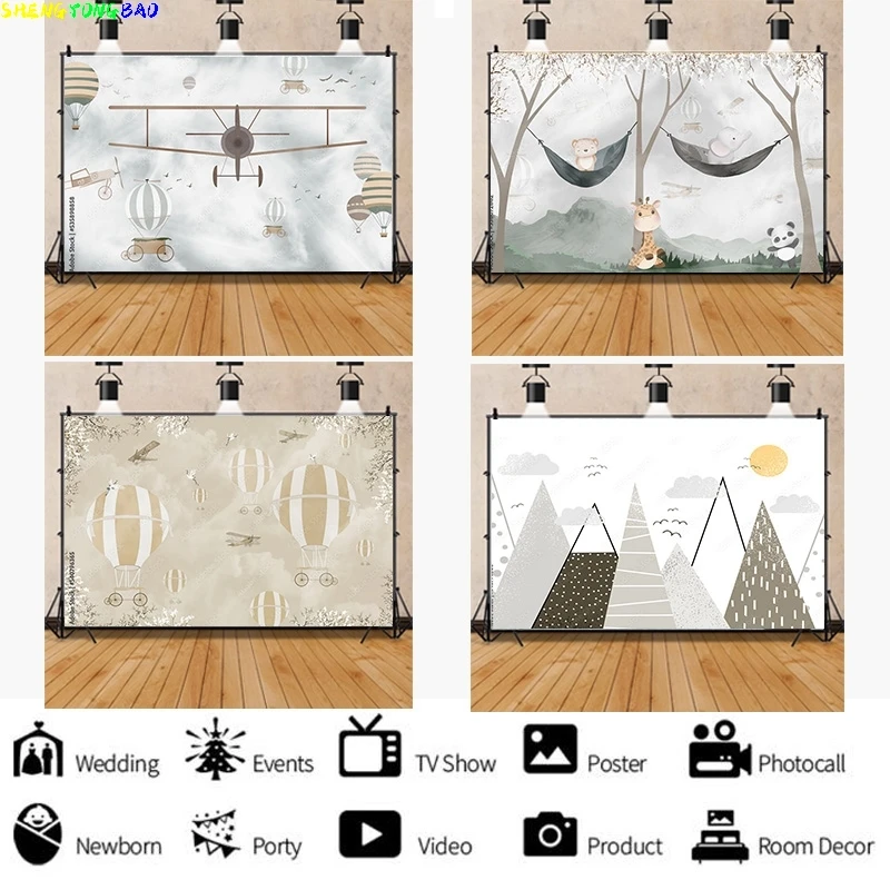 

African Wildlife Jungle Map Forest Photography Backdrops Props Newborn Baby Birthday Party Photo Studio Background QQW-06