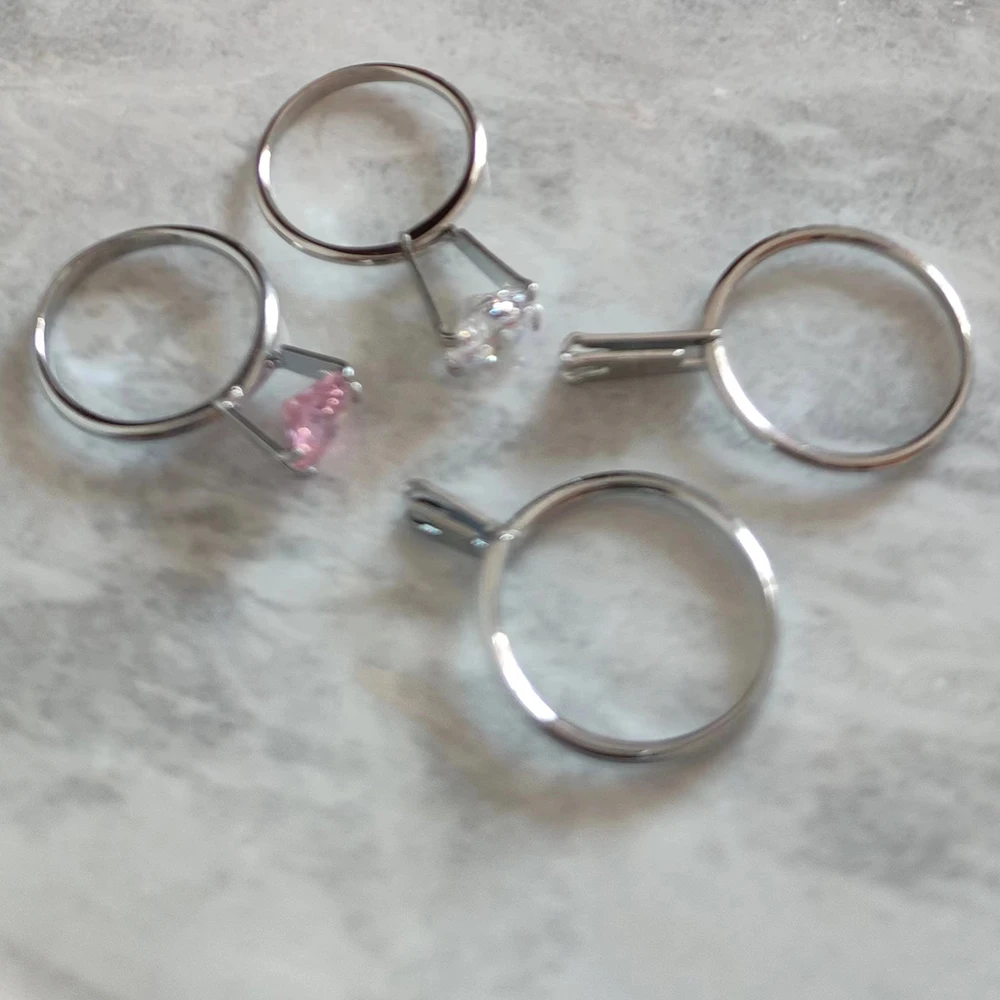 Metal Spring Type Ring Diamond Four-Claw Tweezers Stone Gemstone Holder Display Jewelry Tools Wedding Ring Try-on Equipment 1PC