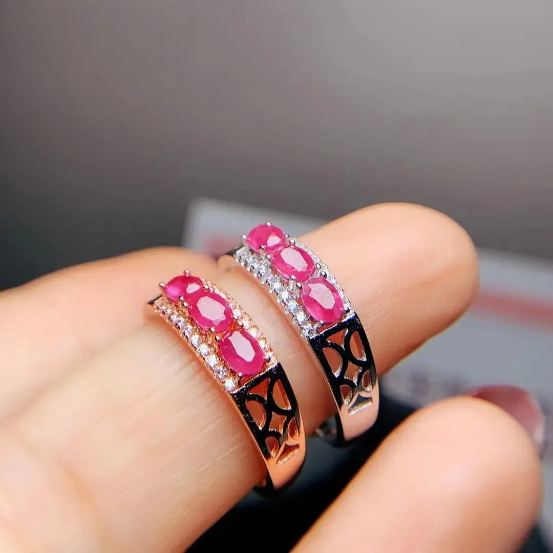

Design Style Silver Ruby Ring for Woman 3mm*4mm Natural Ruby Silver Ring 925 Ruby Jewelry Brithday Gift for Woman