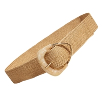 Women Stretchy Belts New Straw Woven Elastic Belt Raffia Ladies Waist Belt for Casual Wear and Beach Outfits