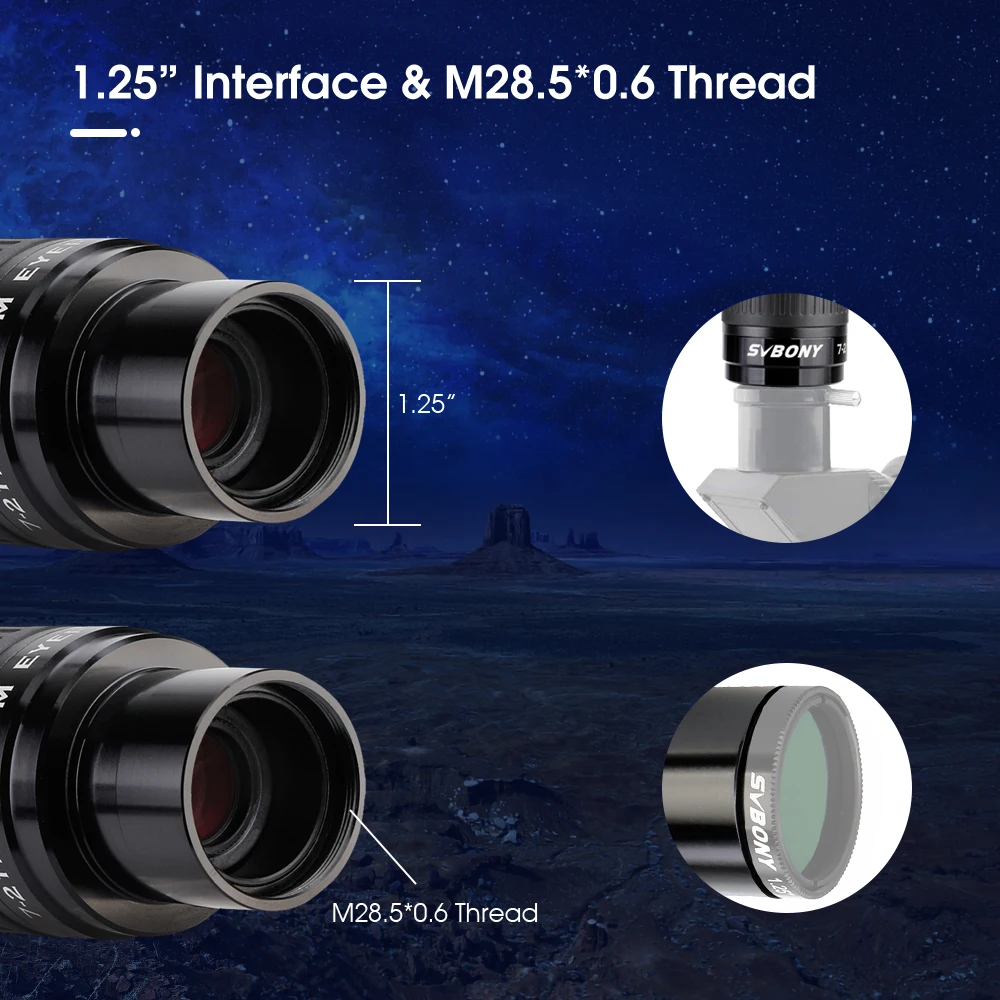Svbony SV135 Zoom-Okular, 7–21 mm 1,25 Zoll Teleskop-Okular, 6 Elemente, 4 Gruppen Teleskop-Zubehör für astronomische Teleskope – Detail 18