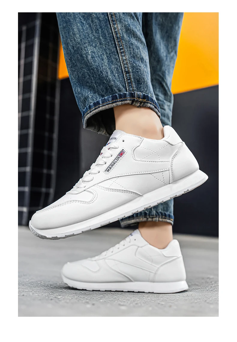 Herren Freizeitschuhe, Weiße Sneaker, Einfarbig Klassisch, Bequem und Stilvoll, Geeignet zum Gehen und für Outdoor-Training – Detail 9