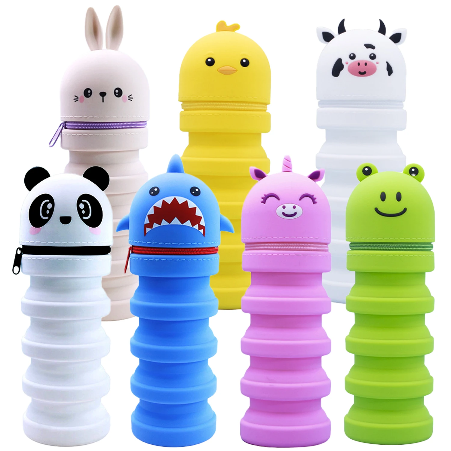 

New Silicone Retractable Pen Pouch — Cute Animal-Themed Stationery Bag, Student Pencil Case, Back-to-School Gift