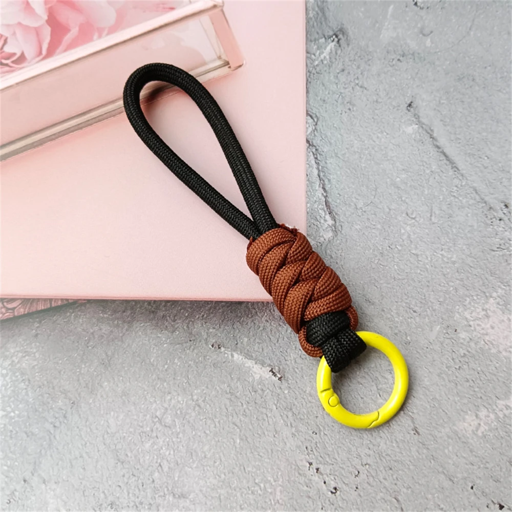 Llavero con cordón trenzado creativo para mujer, funda de teléfono, correa de cuerda con nudo antipérdida, llaveros de coche, accesorios de