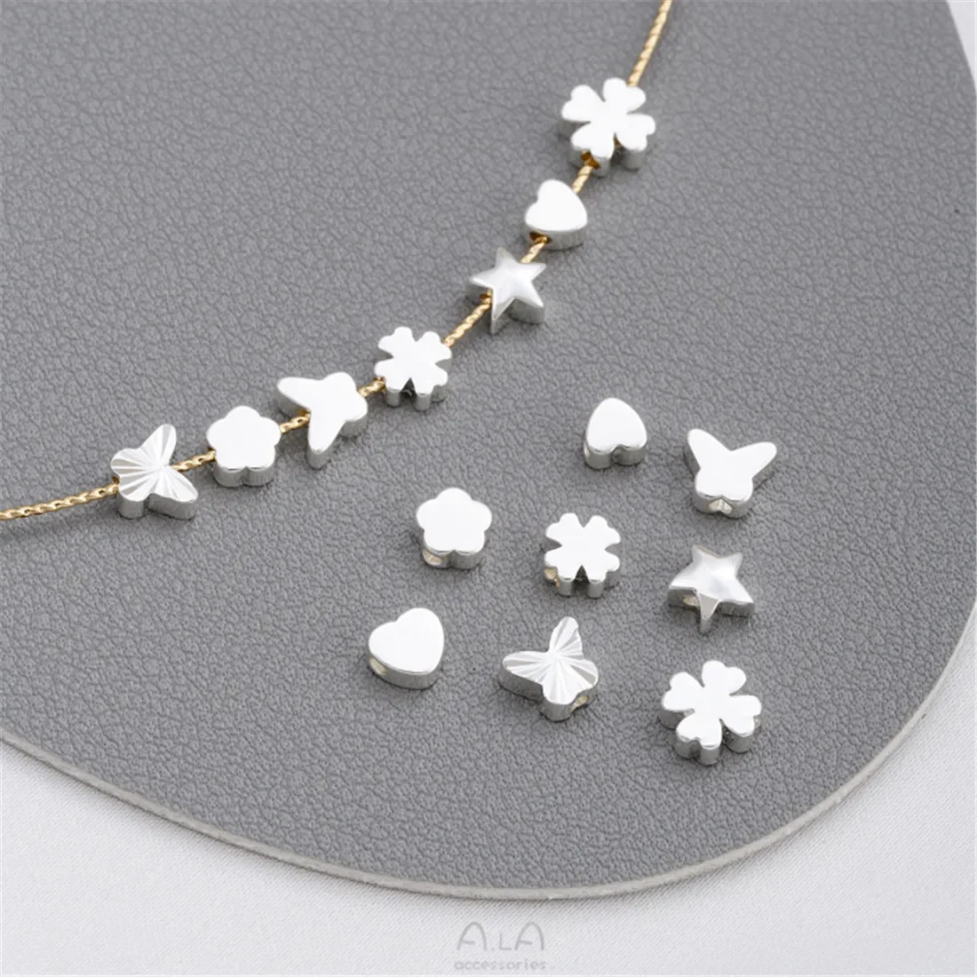 

Bag Thick Silver Peach Heart Butterfly Pentagonal Star Small Flower Separated Bead DIY Beading Material Jewelry Accessories C172