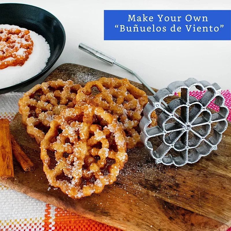 Rosette Iron Mold Bunuelos Mold Rosette Maker Rosette Cookie Bunuelo Tool Aluminium Cast Waffle Molds for Kitchen Baking Cooking