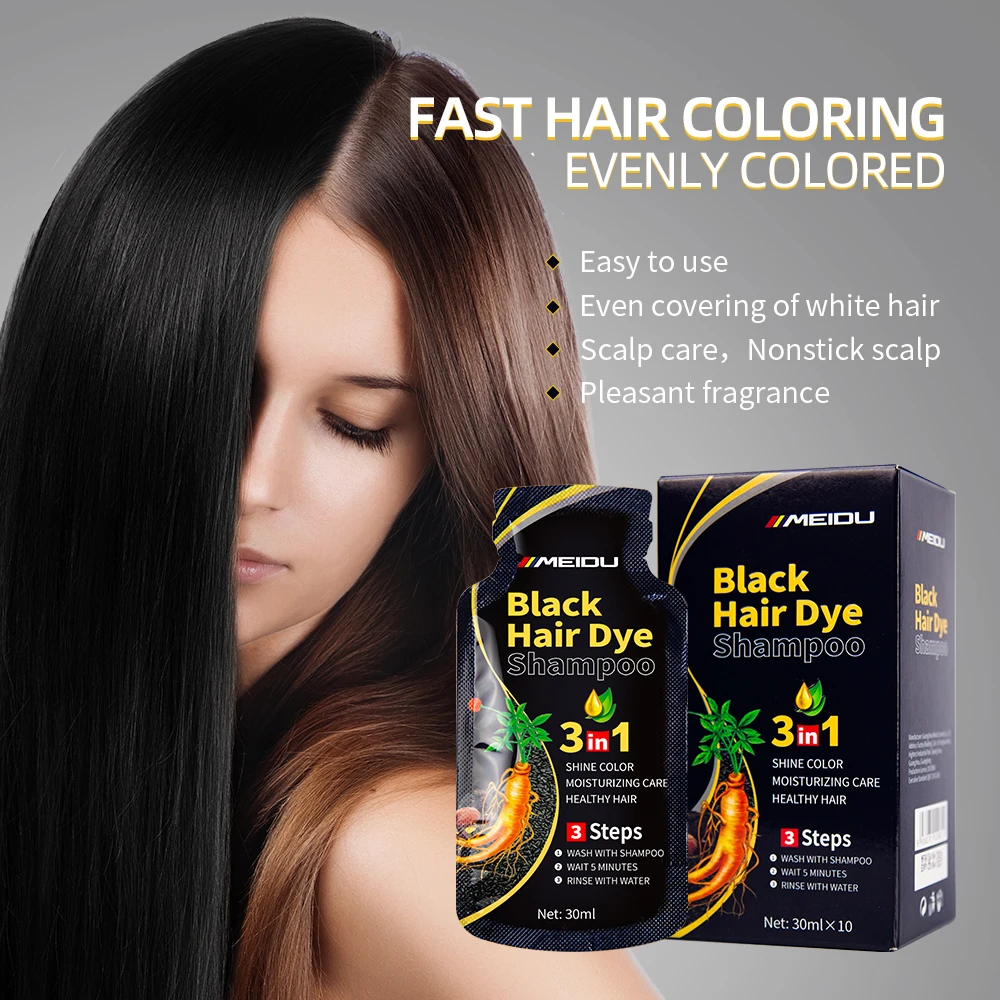 

10 Packs/Box Hair Color Shampoo Black Hair Dye Covering White Hair Shampoo Black Plant Hair Dye Fast Hair Dye Cream Styling DIY