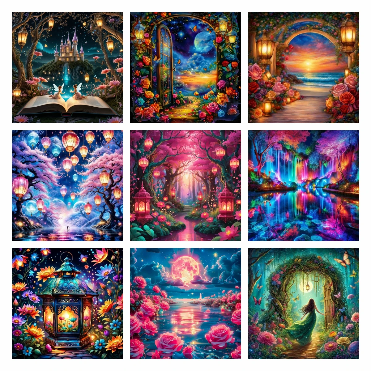 Landschaft 5D DIY Diamantmalerei Sternenhimmel Vollbohr-Diamantstickerei Kreuzstich-Set Diamantkunst Kristall Heimdekoration
