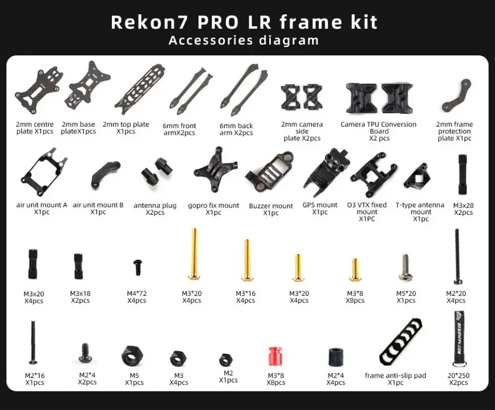 Rekon7 HGLRC Long Range HD O3 Frame Kit 7 Inch For FPV Drone For DIY RC FPV Quadcopter Freestyle Fancy Flight Drone Parts